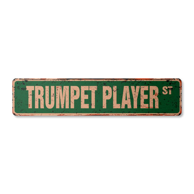 Trumpet Player Street Sign Heavy Duty Plastic 4" X 18"