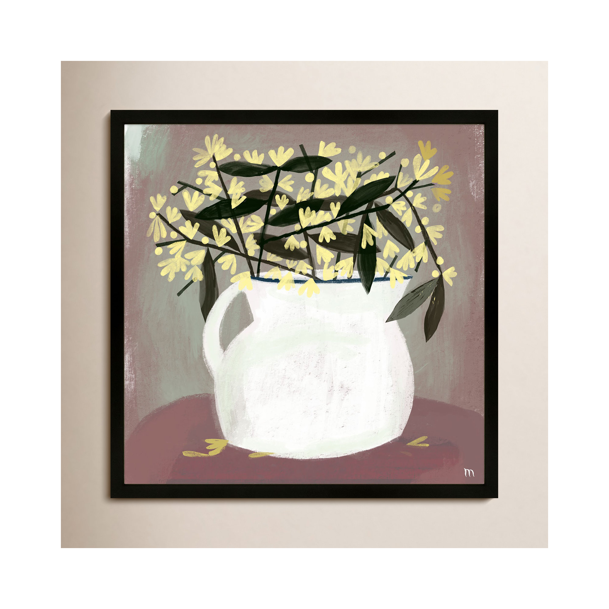 Calycanthus by StudioM, 16" H x 16" W x 1.25" D, Black
