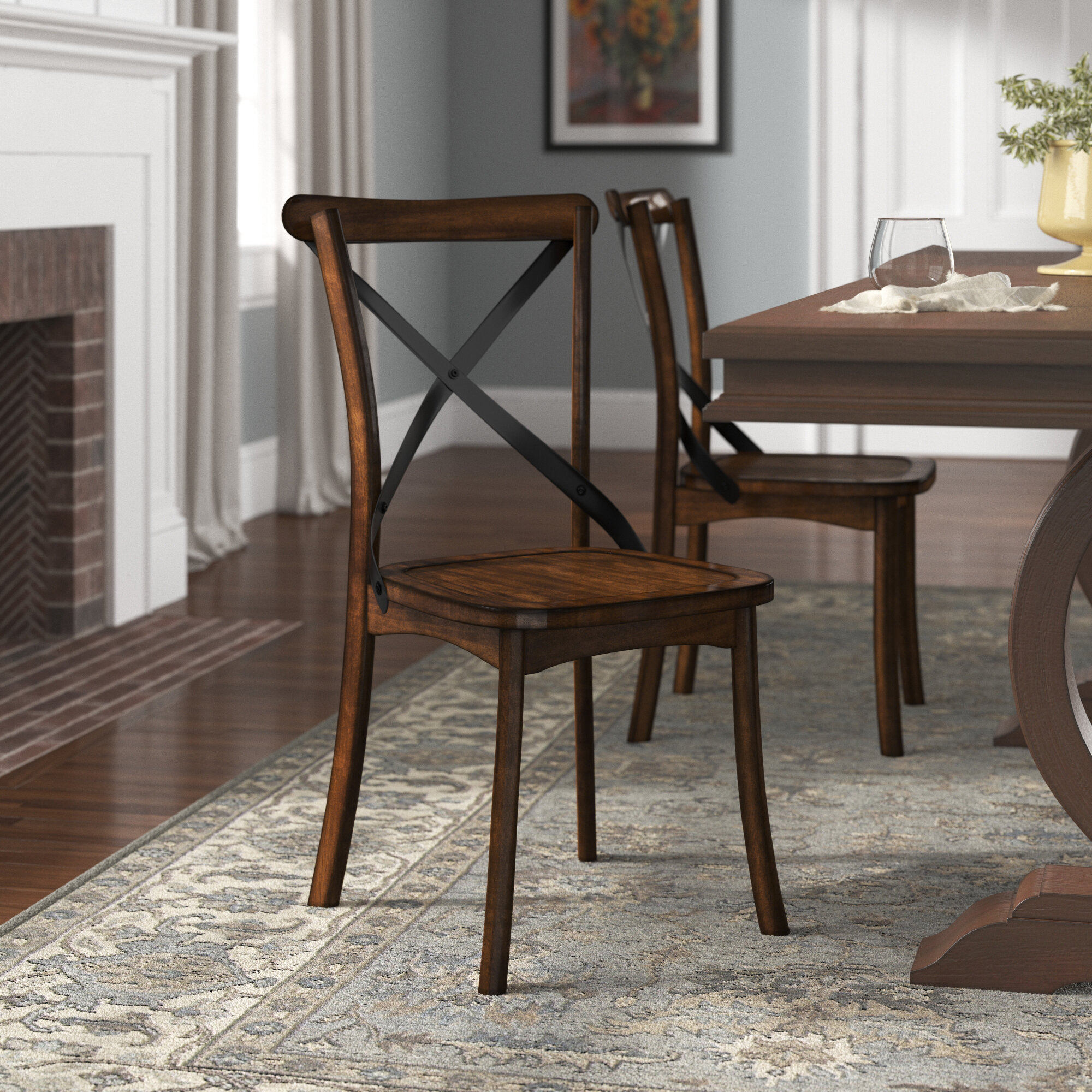 Dining table with cross best sale back chairs