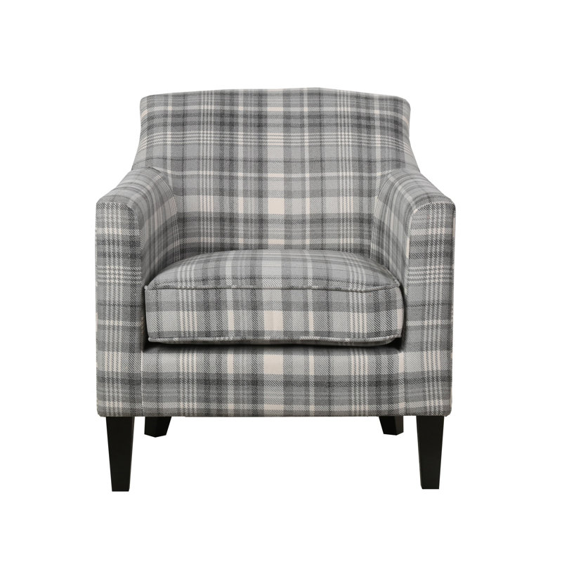 Labrea Upholstered Armchair, Gray Plaid Polyester