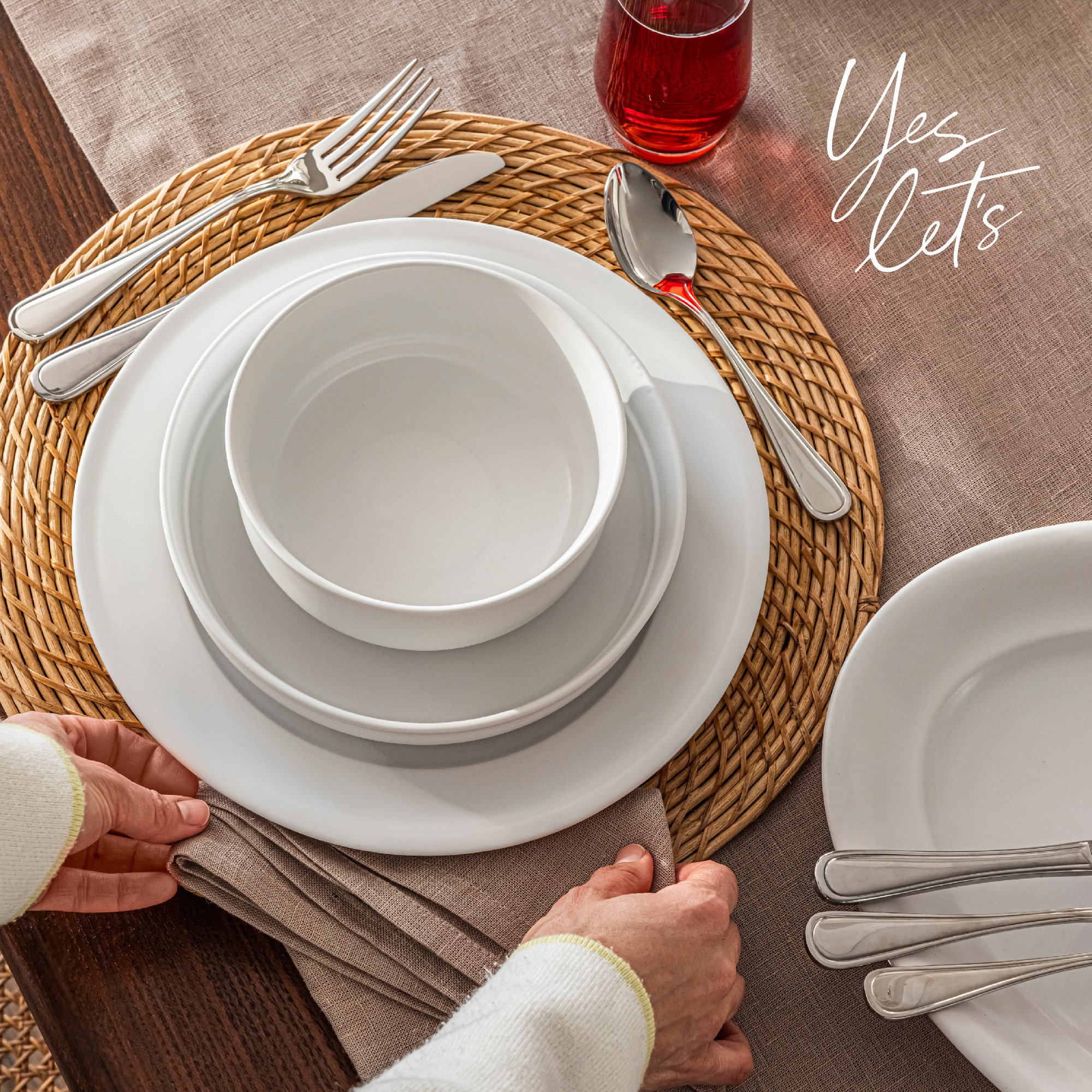 over&back Rimmed 12-Piece Semi Hand-Finished Stoneware Dinnerware Set, Service for 4, White