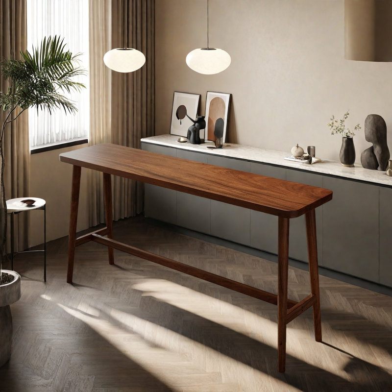 Table de bar décontractée en bois massif, H 39,30 po x l 70,80 po x P 17,70 po