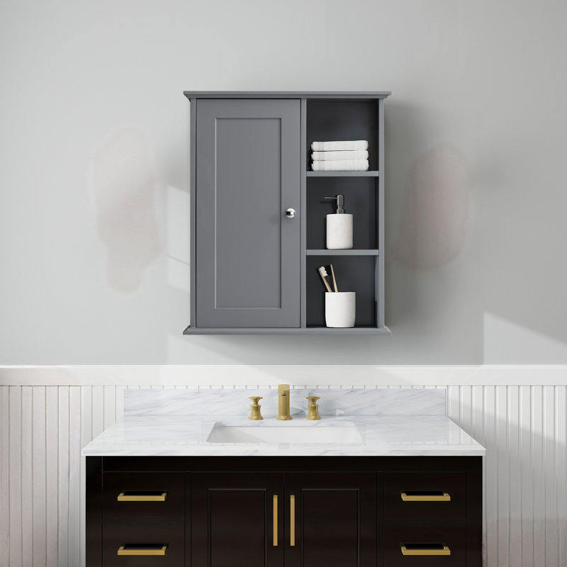 Armoire de salle de bain murale 23,6 po, Gris