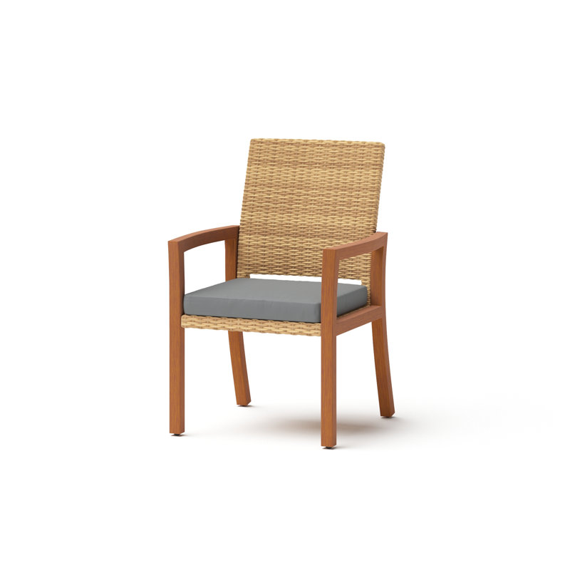 Sehrish 6 Piece Sunbrella Dining Chairs With Cushion In Sunset, Canvas Charcoal Sunbrella® Canvas
