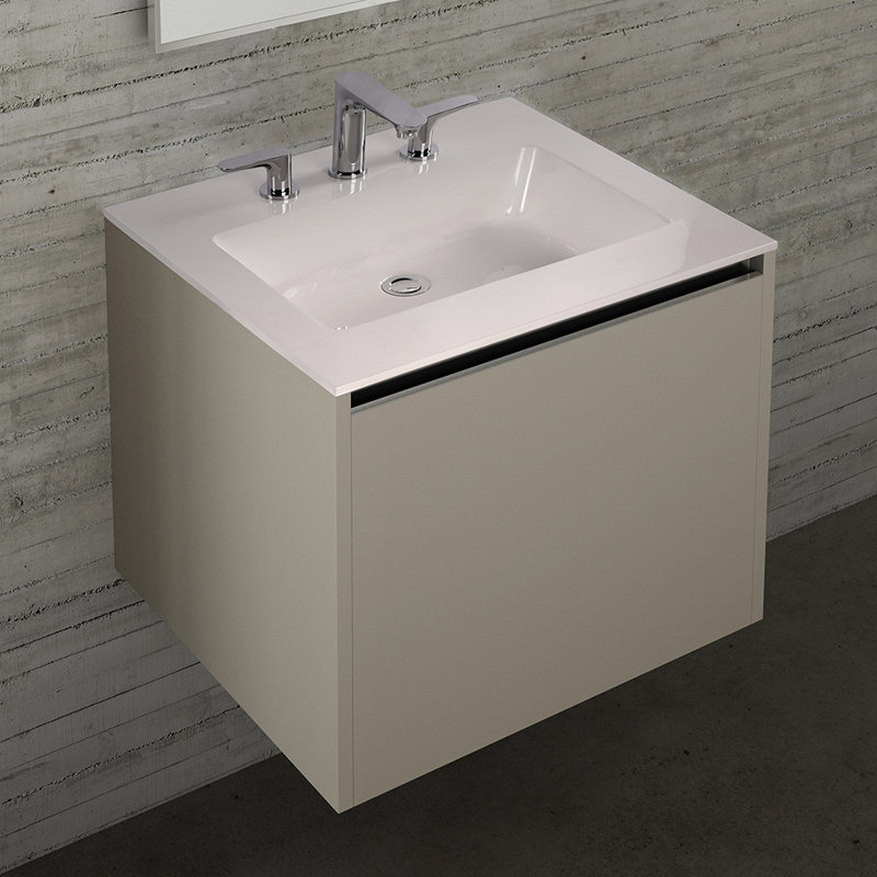 Kubitop 24'' L Bathroom Sink, Matte White, 3 Hole - 8" Centers