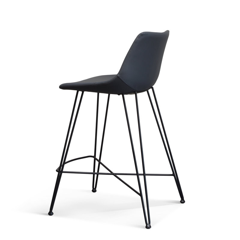 Volya Bar & Counter Stool Faux Leather, Dark Gray, Counter Stool (25" Seat Height)