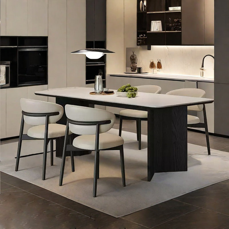Table de salle à manger italienne en pierre frittée minimaliste, H 29,53 po x L 59,06 po x l 31,5 po