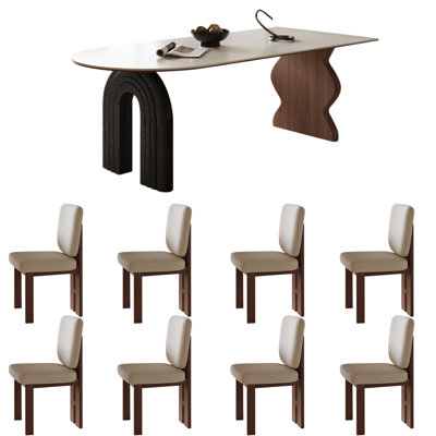Minimalist Slate and Solid Wood Dining Table