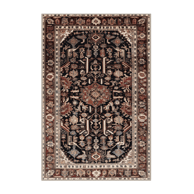 Tapis brun lavable à la machine, Rectangle 5 pi x 7 pi