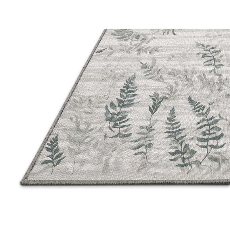 Machine Washable Gray Area Rug, Round 5'