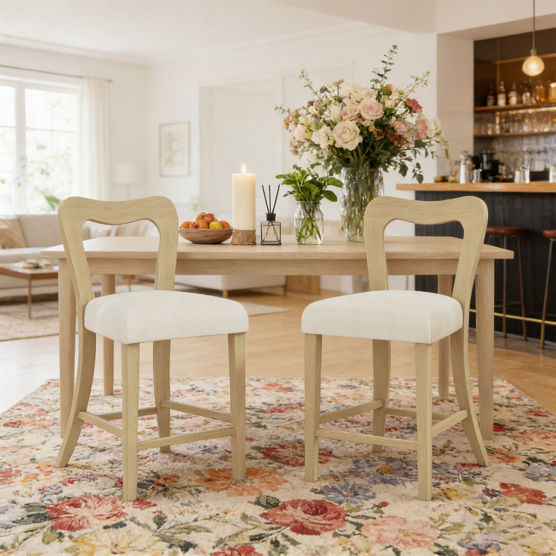 Tabouret de comptoir sans accoudoirs, ensemble de 2 (table non incluse), Naturel
