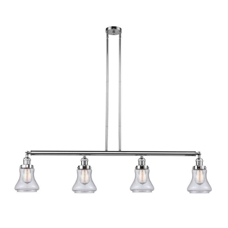Bellmont - 4 lumières - 51 po - Chrome poli - Tige suspendue - Îlot réglable, Seeded, Seedy, Polished Chrome