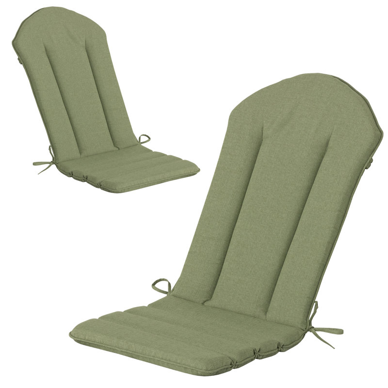 50" x 20" Patio Chair Cushion, Adirondack Chair Cushion with Straps (Set of 2), Green