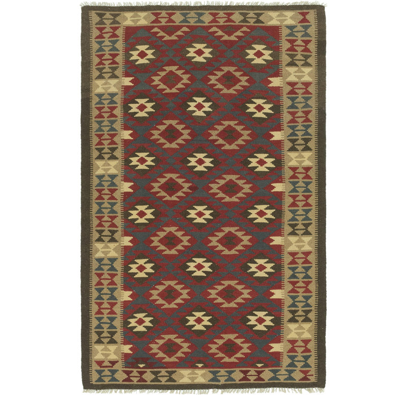 Tapis de zone en laine rouge/brune 5 pi 3 po x 8 pi 3 po one-of-kind à la main noué la Lorain