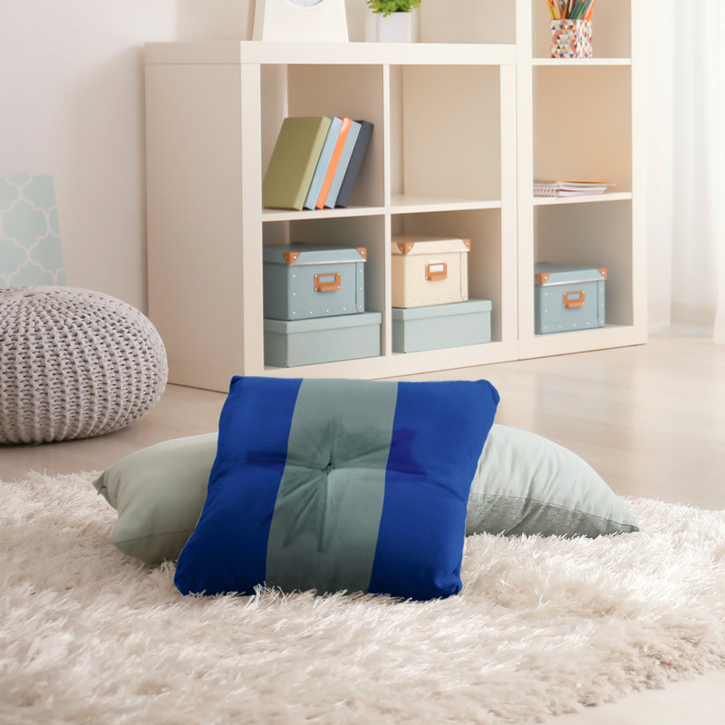 Coussin de plancher touffeté , 30 po x 30 po, Bleu / Argent à domicile