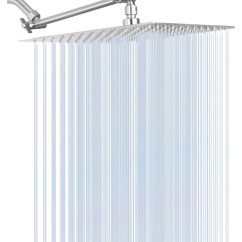 Brushed Nickel 10" Shower Head - Square Stainless Steel Rainfall, High , Self-Cleaning, Adjustable Arm Wall Mount, Nozzle Scaling Prevention Characteristic Nickel, Rainfall & , Scaling Quality