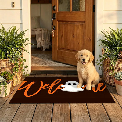  Tapis d'entrée antidérapant pour l'extérieur, 24 po x 36 po, Ghost Cursive Welcome