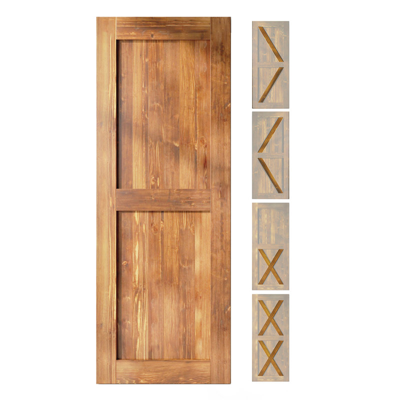 Porte en bois de pin massif 5-en-1 de conception unique non assemblée seulement, Early American, 40 po x 80 po