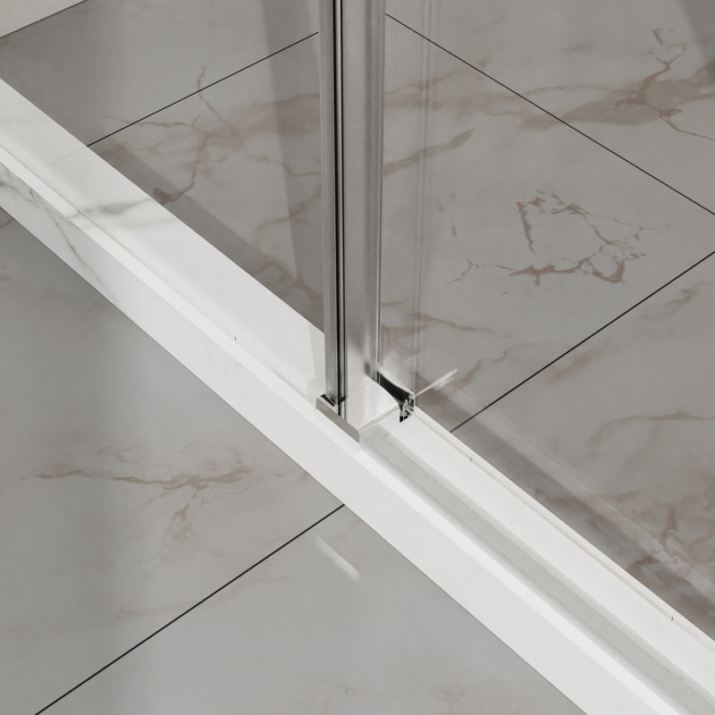 72" H Sliding Shower Door, 48" Wide, 1/4" (6mm) Tempered Glass With - Proof Coating, Adjustable, Splash, Quiet Pulleys, Steel Frame X 72", Clear Glass, Proof, Reversible, Smooth Sliding, Frame,