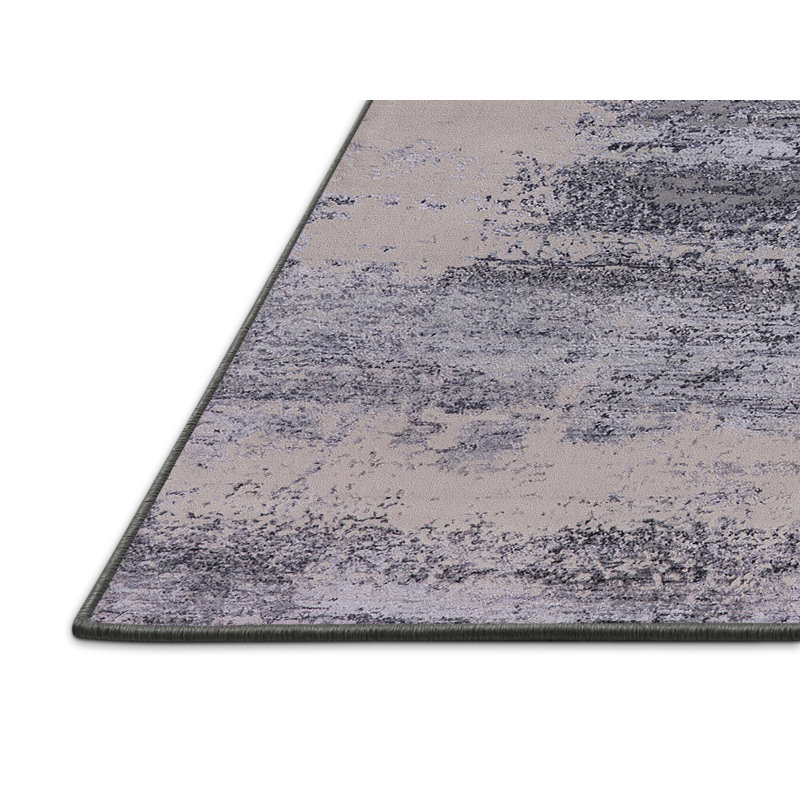 Tapis gris à motif abstrait Bryantown, Rectangle 7 pi x 9 pi