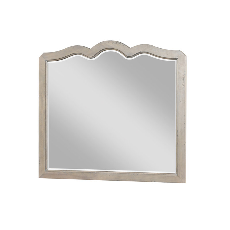 Miroir biseauté de 38 po de hauteur - design transitionnel peuplier et blanc de 43 po de largeur moderne