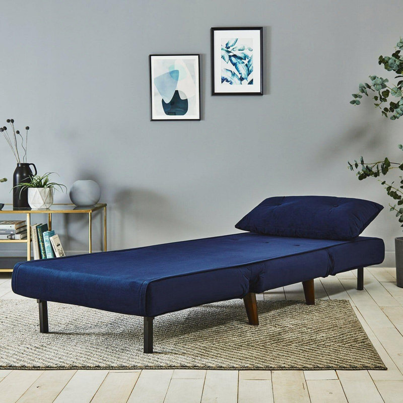Trahan Fold Out Futon, 80cm H x 75cm W x 86.5cm D, Blue