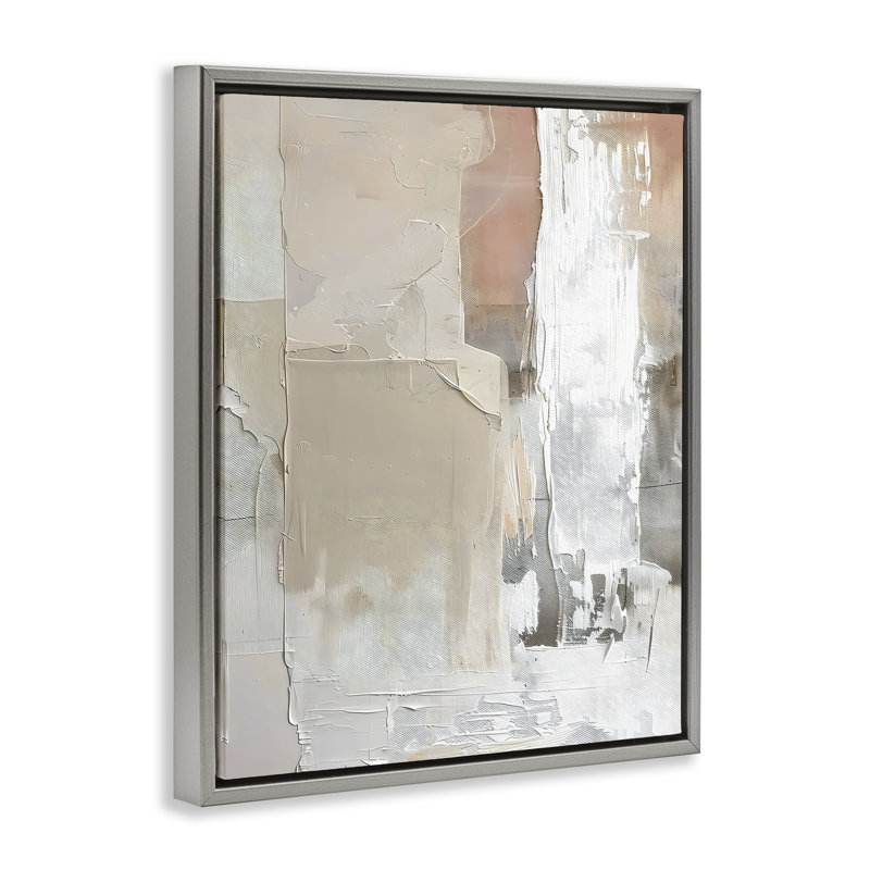 Cadre flottant subtil abstrait, design par Riley B, Cadre flottant gris lustré, H 31 po x l 25 po