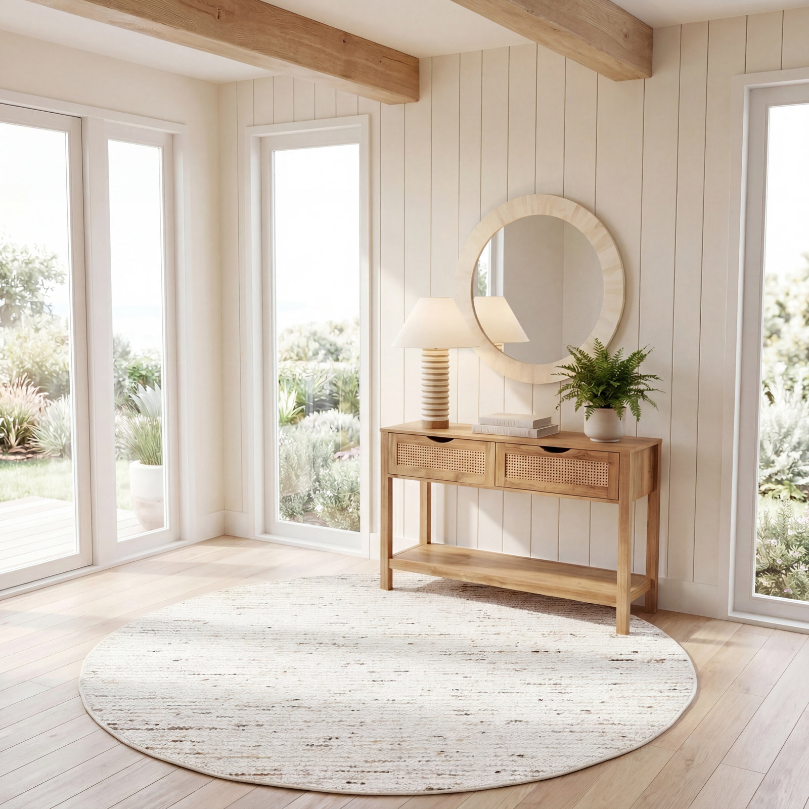 Keno Ivory Gold Rug, Round 6'