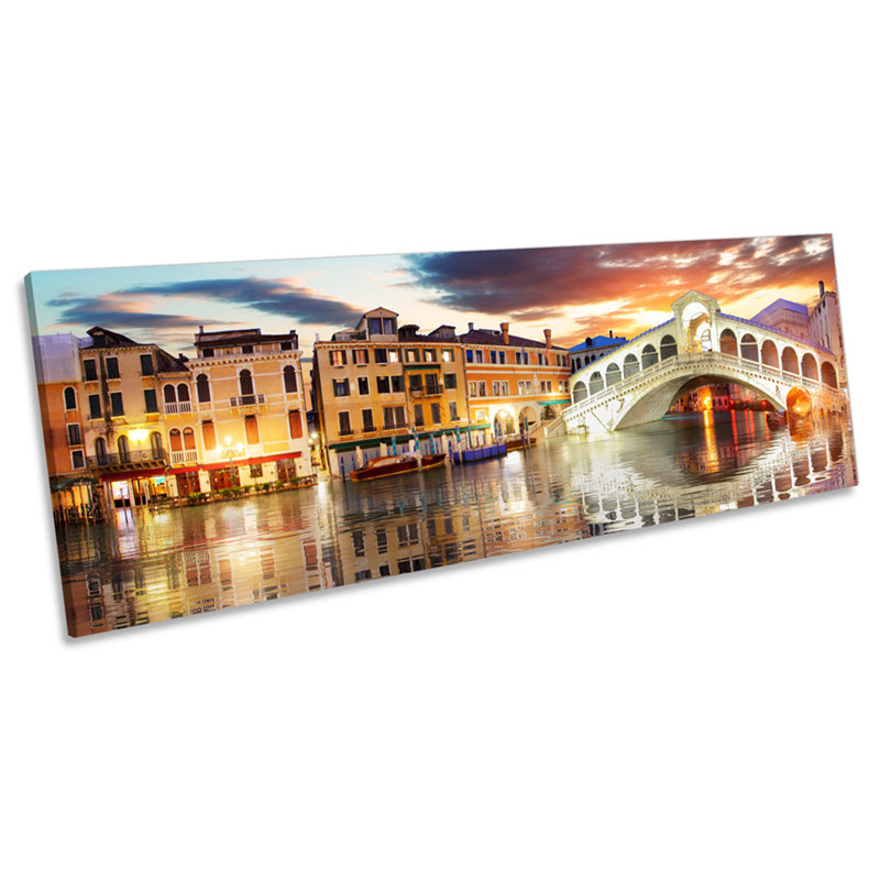 Venice Rialto Bridge Italy by Unknow - Wrapped Canvas Panoramic Print, 60.96cm H x 182.88cm W x 4cm D