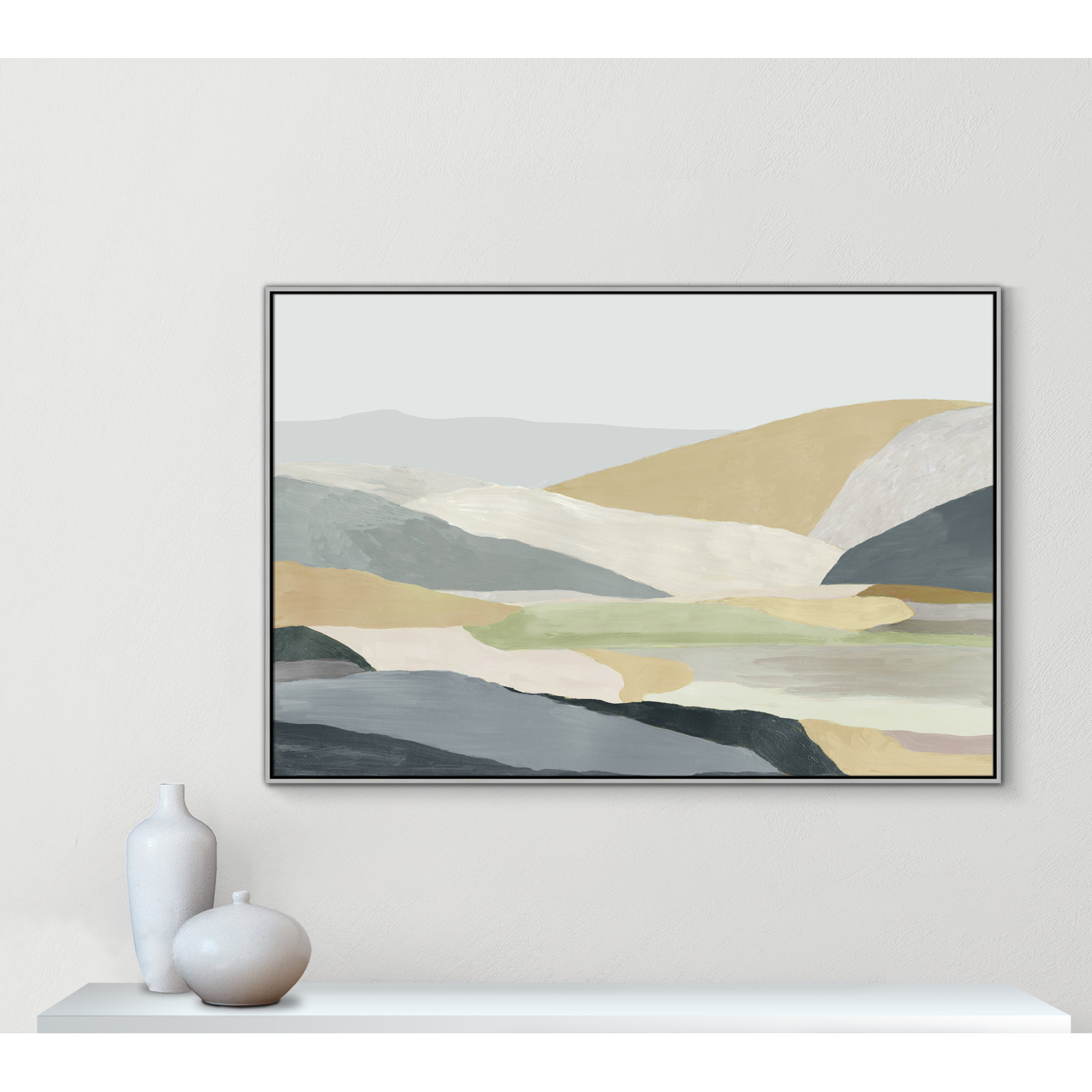Blair "Warm Hills I" Painting, 41.5" H x 61.5" W x 2" D, Silver Canvas