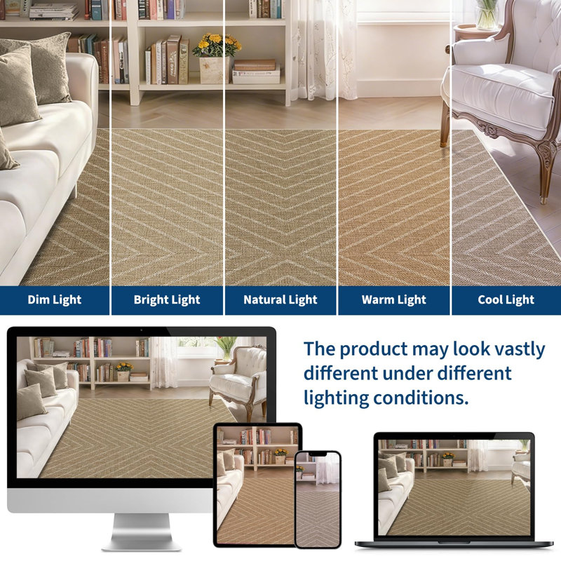 Tapis linéaire lavable pour l'intérieur et l'extérieur, 3 x 5 pi (beige)