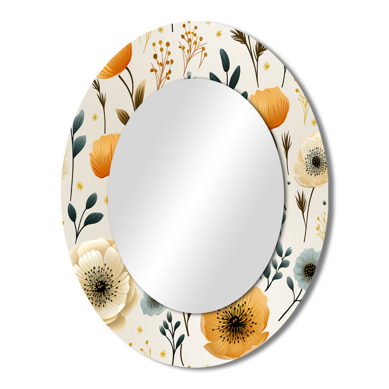 Miroir mural blanc et jaune, H 43 po x l 33 po