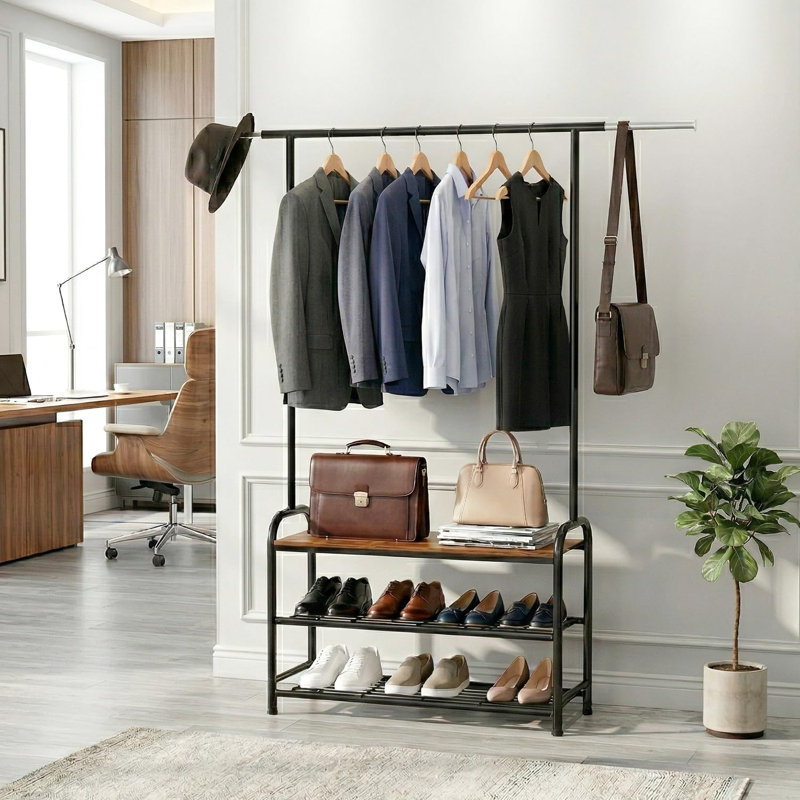 Portemanteau extensible avec portemanteaux et porte-chaussures