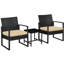 Ensemble de meubles de patio 3 pièces Bowmore avec chaises rembourrées en rotin et table en métal-445073397