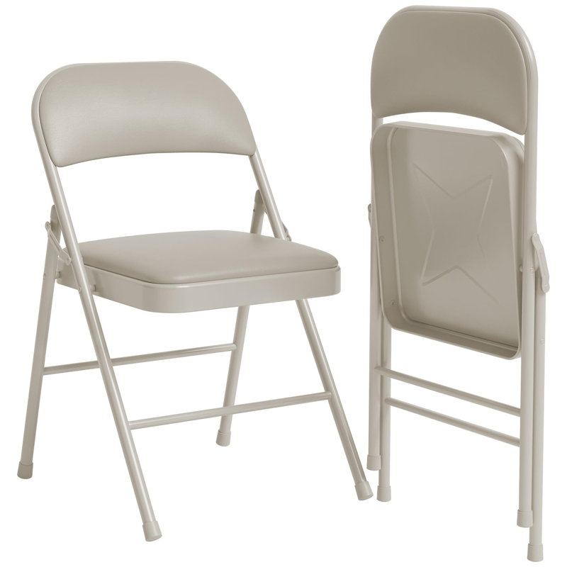 Chaises pliantes avec coussin et dossier rembourrés, Beige