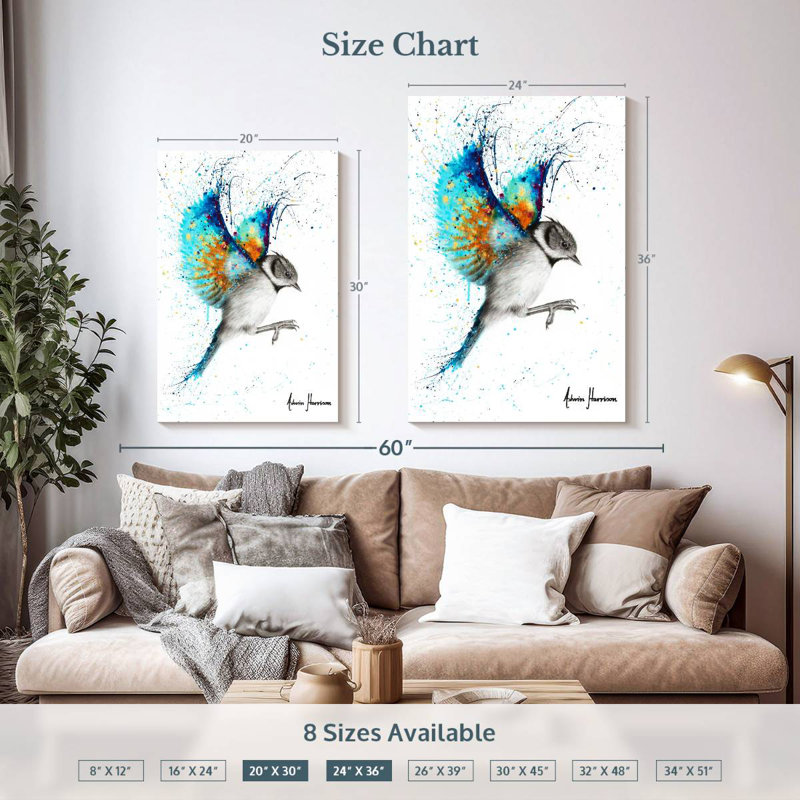 Brampt Golden Sunset Bird, 36" H x 24" W