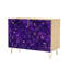 Buffet Buffet avec rangement mauve Starry Sky Constellation à motifs floraux avec 2 portes pour le salon et la cuisine