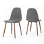 Ensemble de 2 chaises de salle à manger rembourrées en tissu Mid-Century moderne gris clair et noyer foncé-1968428695
