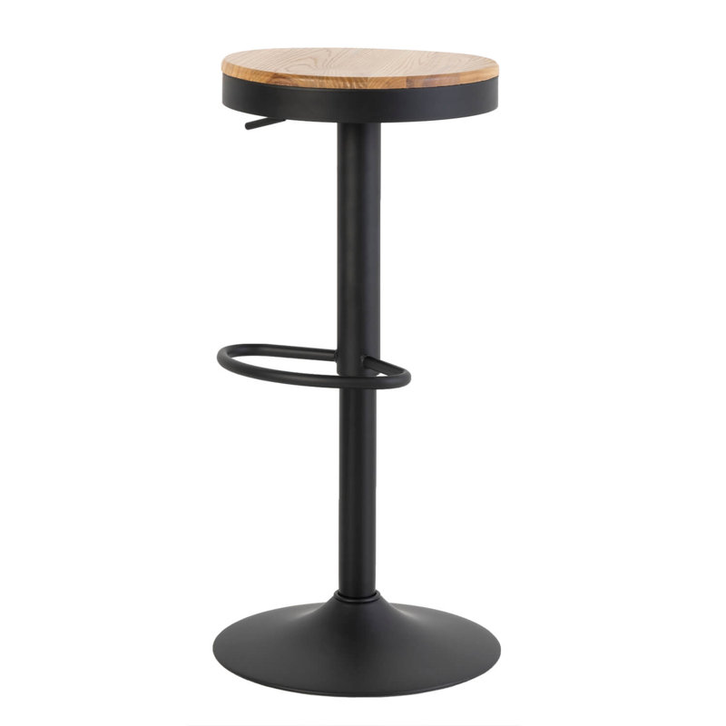 Savino Swivel Adjustable Height Counter Stool with Metal Frame, Black