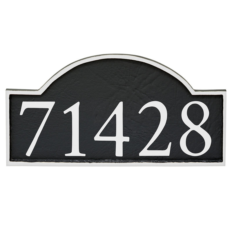 Plaque d'adresse murale 1 ligne Soft Serif, Noir, Blanc