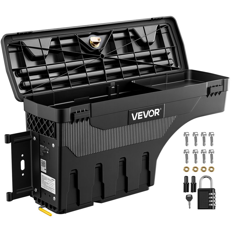 Coffret de rangement pour benne de pick-up, 25 L (6,6 gal) en ABS étanche, avec serrure antivol à combinaison, compatible avec Ford F-150 (1997-2014), côté conducteur gauche (perçage requis).