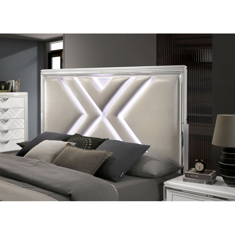 Lit plateforme avec rangement Waldrup, Grand, Blanc