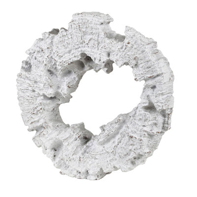 White Washed Resin Tree Ring Wall Accent