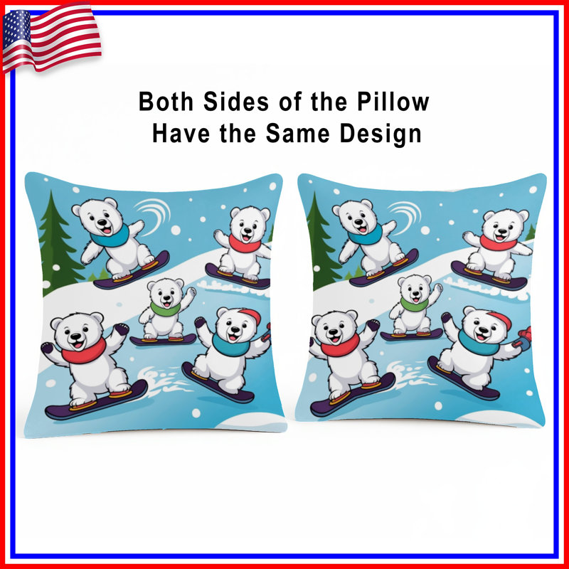 Coussins décoratifs polaires Snowboard, 20 x 20 pouces