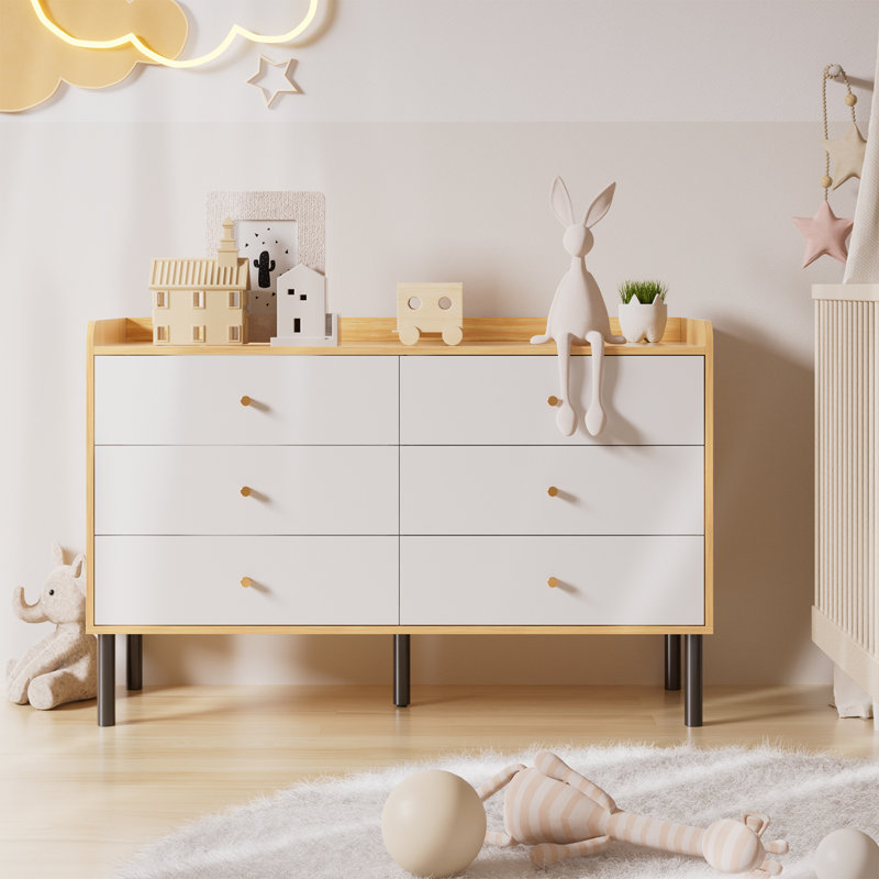 Jahmela 47.2'' W 6 - Drawer Dresser, White/Natural