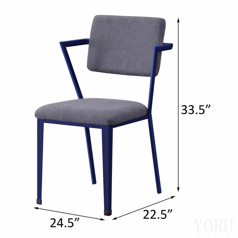 Chaise de bureau rembourrée grise et bleue