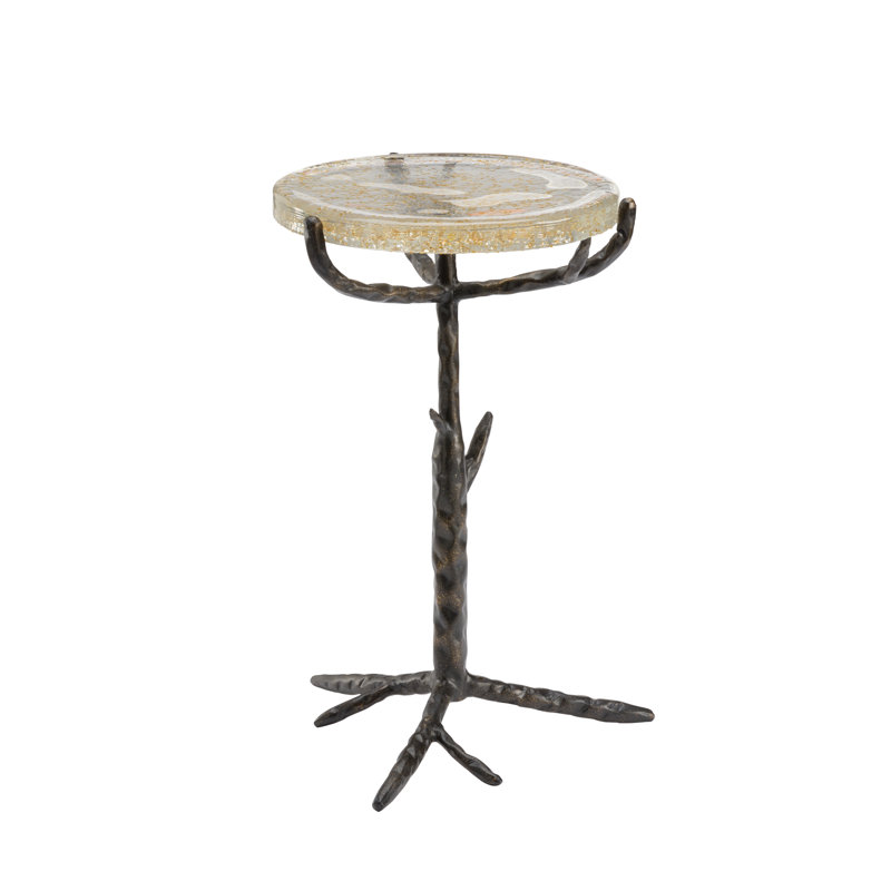 Twig Glass End Table, Bronze