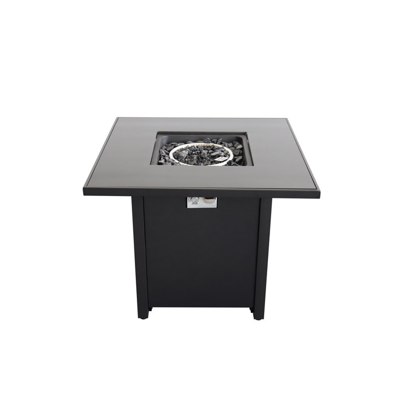 Aecca Square Steel Propane Fire Pit, Black