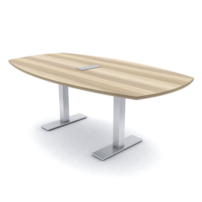 Table de conférence Arc Boat avec bases en T en métal et modules de données