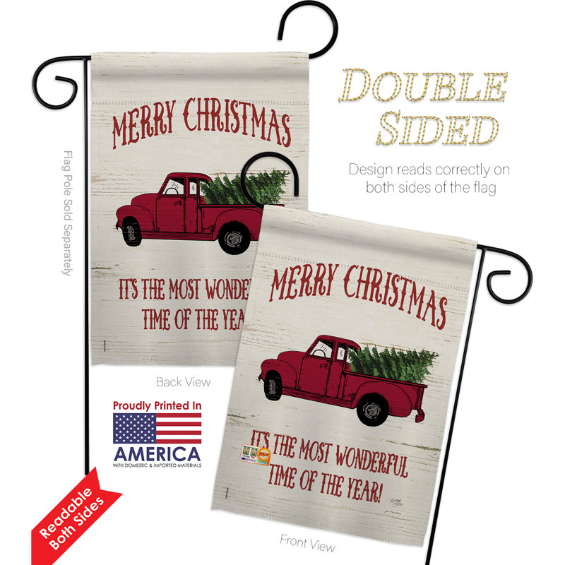 Camion de Noël à 2 côtés en polyester 19 x 13 po Ensemble de drapeaux